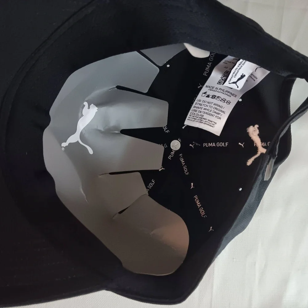 NWT Puma OSFA Golf Hat Black White Embroidered Sporty Athletic Casual